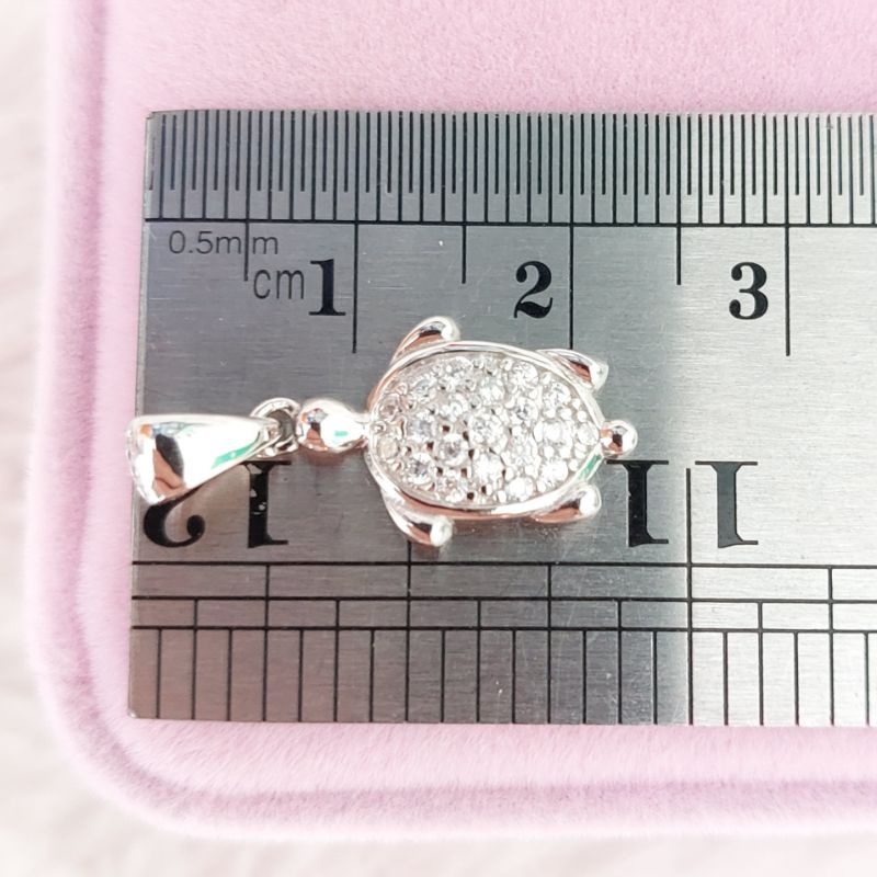 RB Liontin Perak Asli Silver 925 Kura Kura Lapis Emas Putih