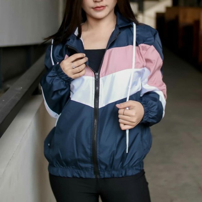 jaket wanita  jaket lumino - jaket parasut wanita - navy, M sweater bestseller bisa COD termurah hal