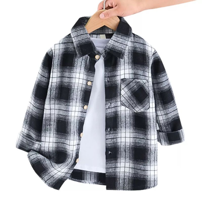 Kemeja  Flanel OSzhKosh 313 katun flanel kotak 1-14 years