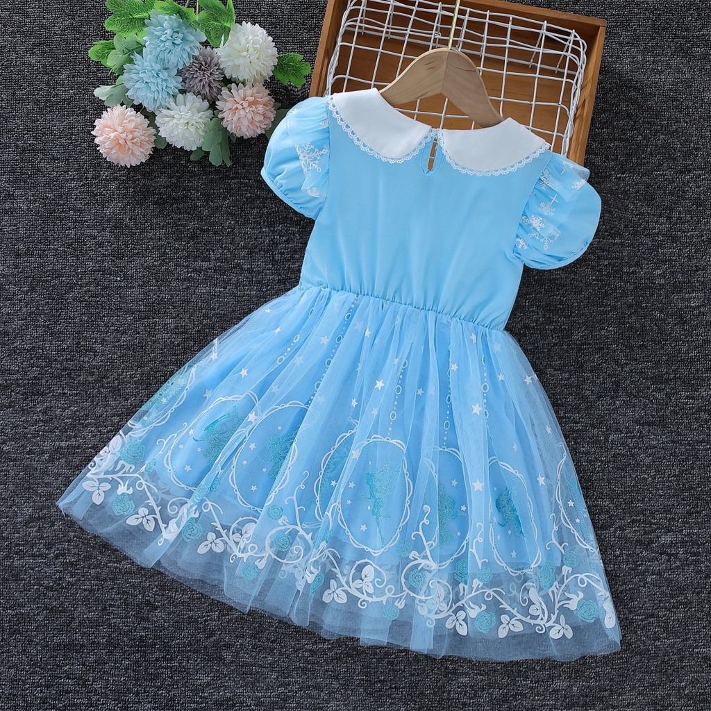 2-10 thn Anak Perempuan Frozen Elsa Princess Dress untuk Pesta Bunga Lengan Panjang Gaun Tutu