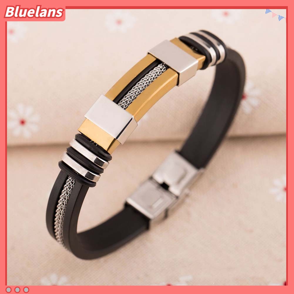 Bluelans Unique Men Titanium Steel Hand Chain Handmade Bracelet Bangle Club Jewelry Gift