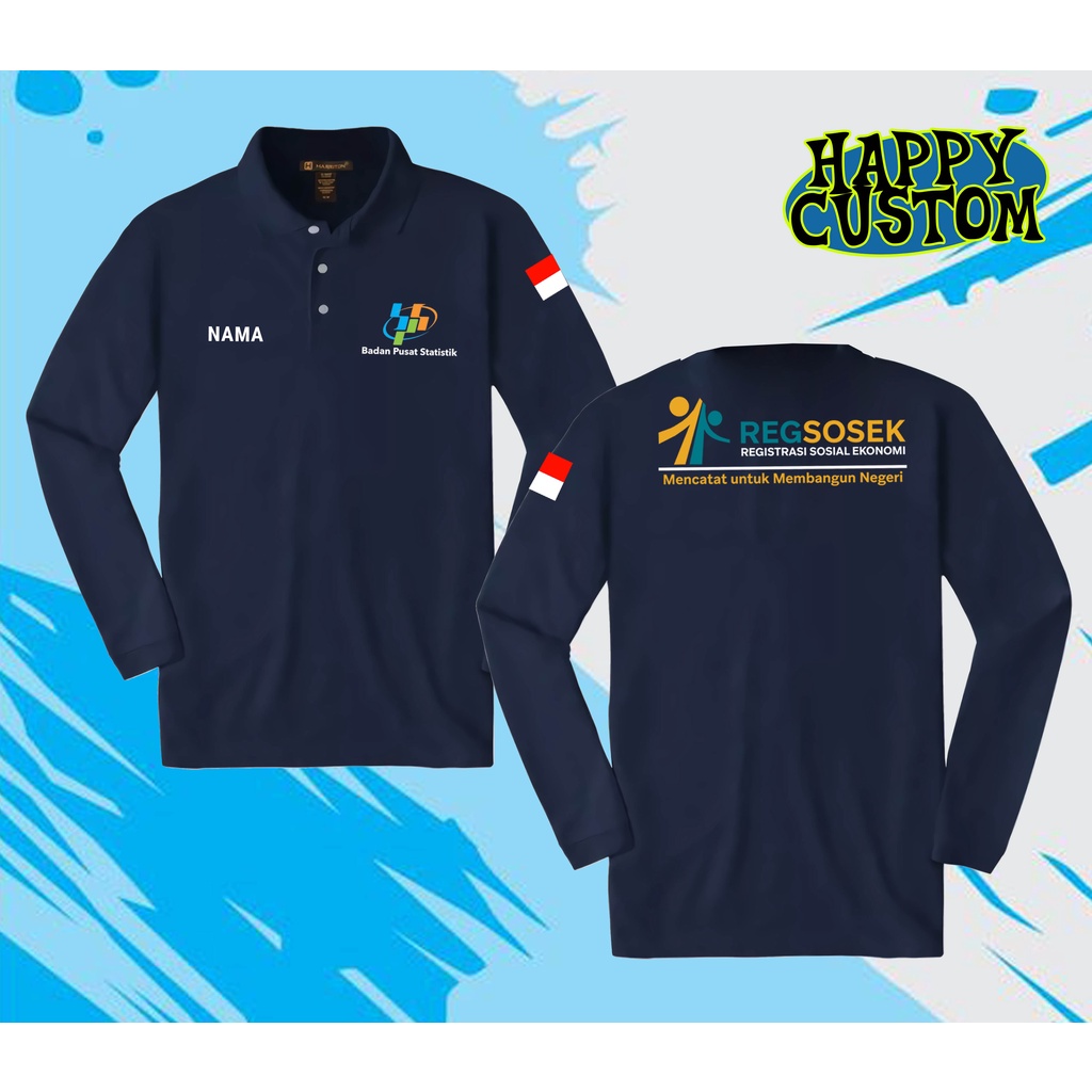 KAOS POLO SHIRT PANJANG BPS REGSOSEK BADAN PUSAT STATISTIK