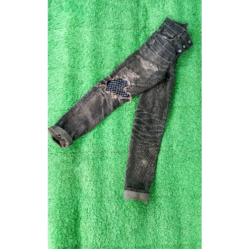 celana Mischief denim fadding fade custom ripped  second