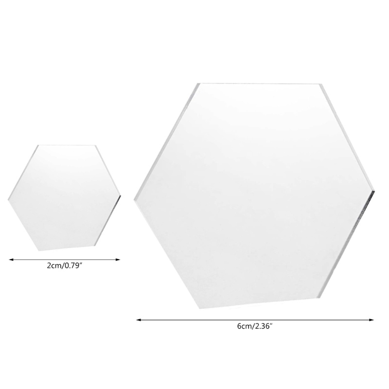 20 / 50 Pcs Kartu Nama Kosong Bentuk Hexagon Bahan Akrilik Bening Untuk Gantungan Kunci