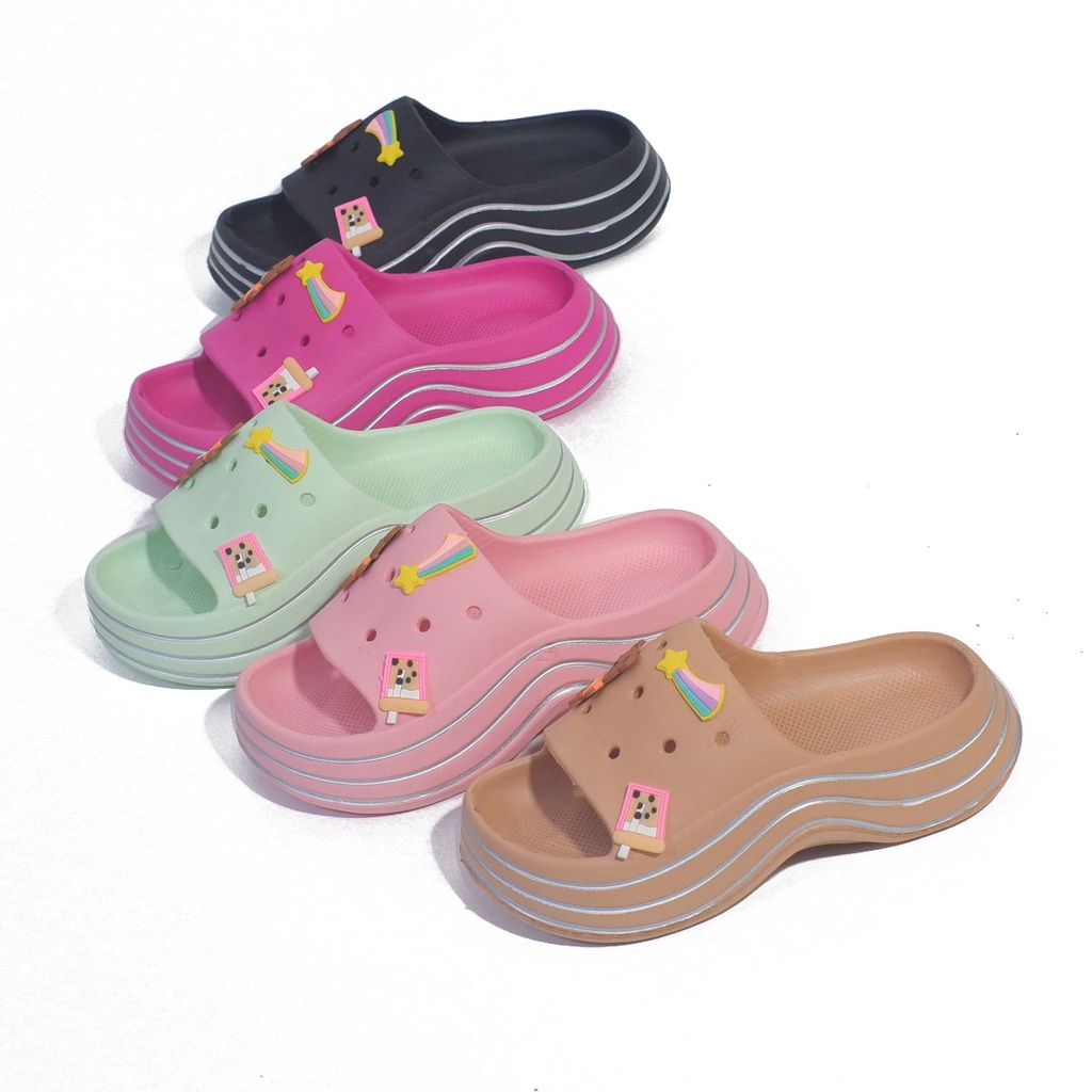 sandal slop wanita/Sandal Fuji/ Motif Bear Import/Sandal Wedges wanita Platfrom Tebal terbaru/Sandal baim Sandal slop wanita sendal import model slop phylon terbaru original asfer 805 2B | 805 1B | 805 5B 36/40