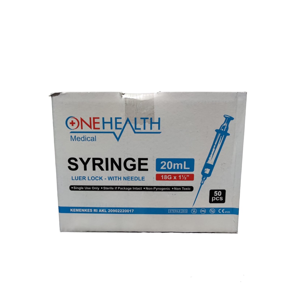 Spuit Syringe 20cc ONEHEALTH Lubang tengah Satuan