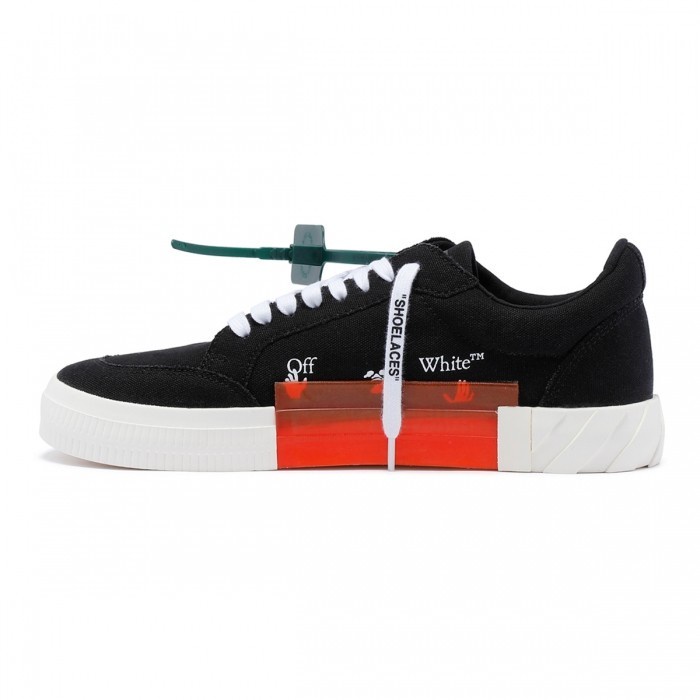 OW SS22 Low Vulcanized Canvas Sneakers Black/White 100% Authentic