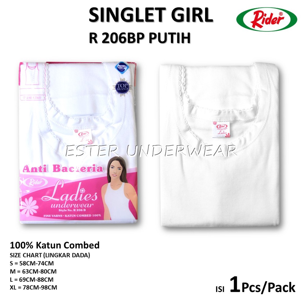 Kaos Singlet Wanita Rider R 206 BP PUTIH Isi-1PCS