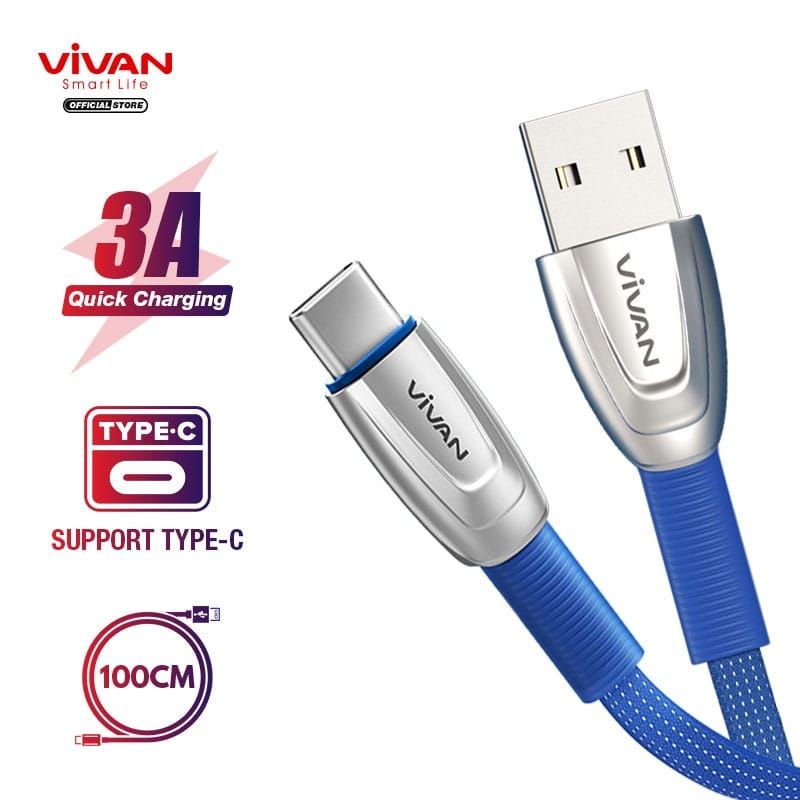 VIVAN KABEL DATA TYPE C FAST CHARGING 3A 100CM BTK-CS GARANSI 1 TAHUN