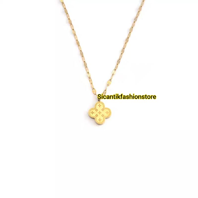 Kalung Titanium Pecah Kopi Gold Liontin LVV Terbaru Terlaris Anti Karat Selamanya Kalung Wanita Korea Viral 2022 Kekinian Mewah Liontin LVV