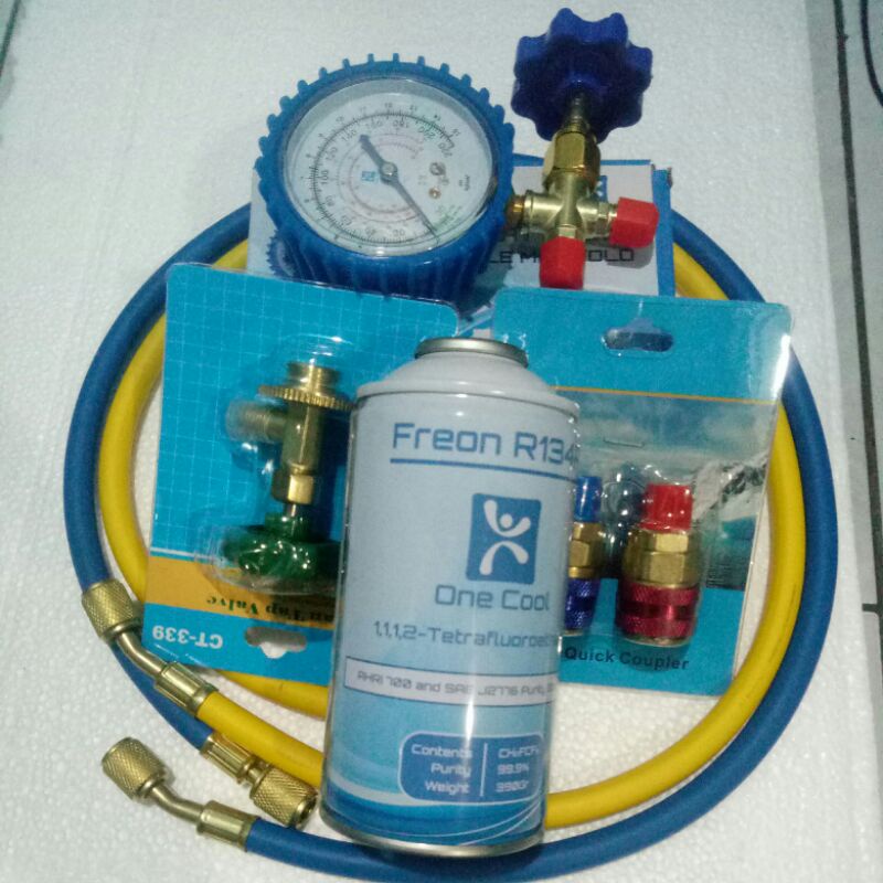 Paket alat pengisian freon AC mobil