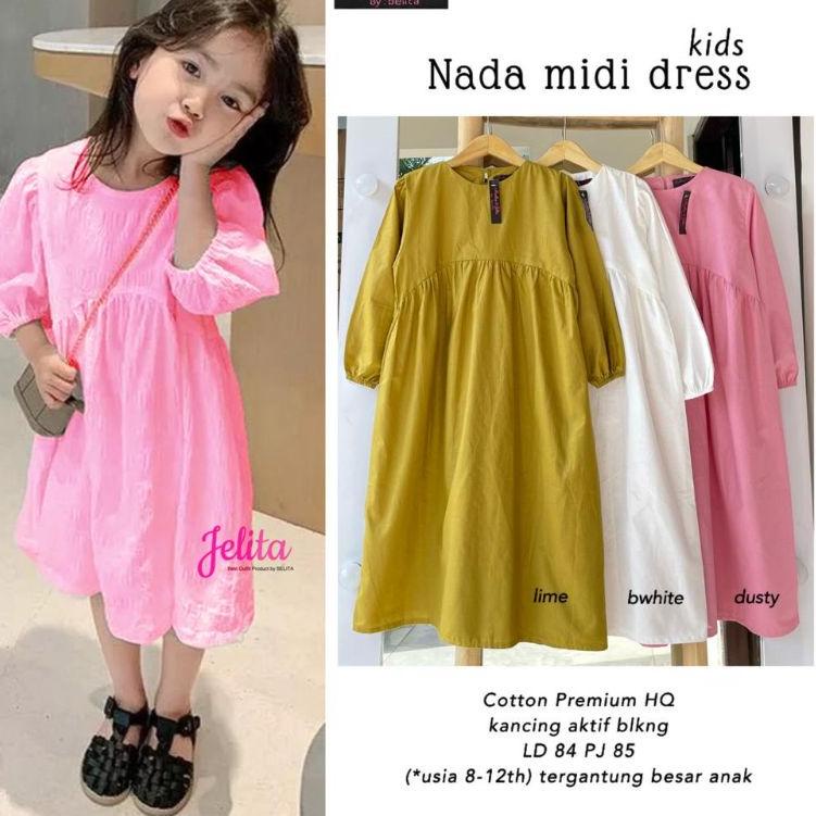 "BTG.18Oc22ˢ" NADA MIDI DRESS KIDS(BAJU ANAK KATUN/MIDI DRESS ANAK