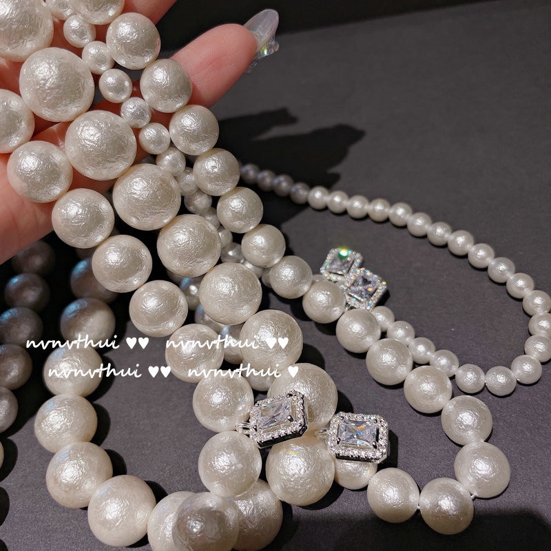 Kalung Tali Katun Dengan Liontin Batu Permata / Mutiara / Zircon Gaya Baroque Untuk Wanita