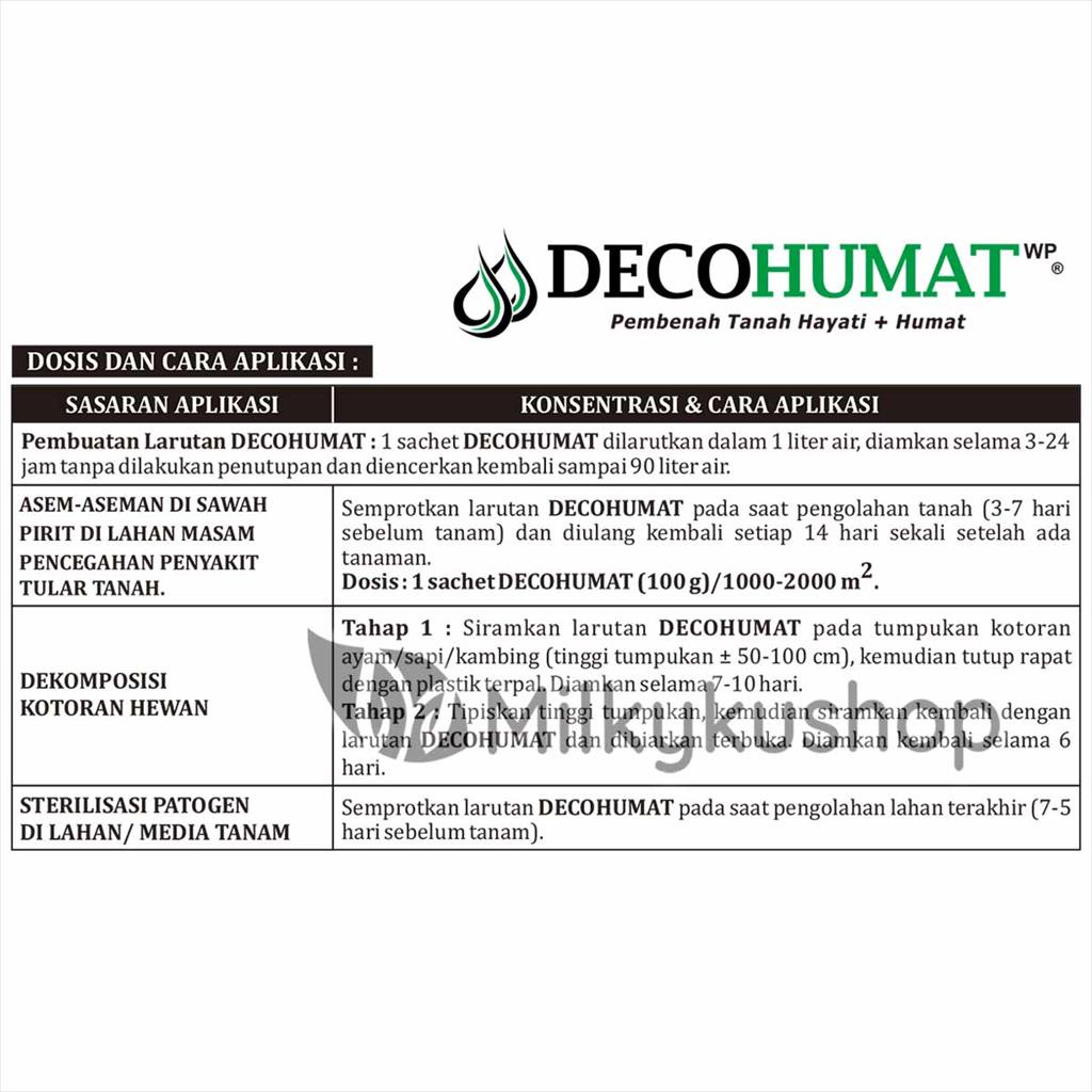 PUPUK HAYATI DECOHUMAT WP 100 GRAM PER SACHET KEMASAN PABRIK