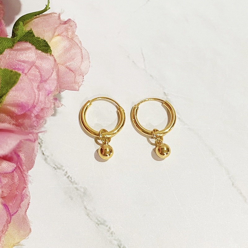 Anting Titanium Anak ABG/ Dewasa Model Bulat Gipsy Gantung (Diameter 1,5cm)