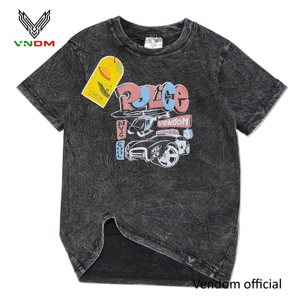 Vendom Kids Baju Kaos Anak Washet Laki Laki / Perempuan Unisex Umur 1-12 Tahun Bahan Cotton 30S