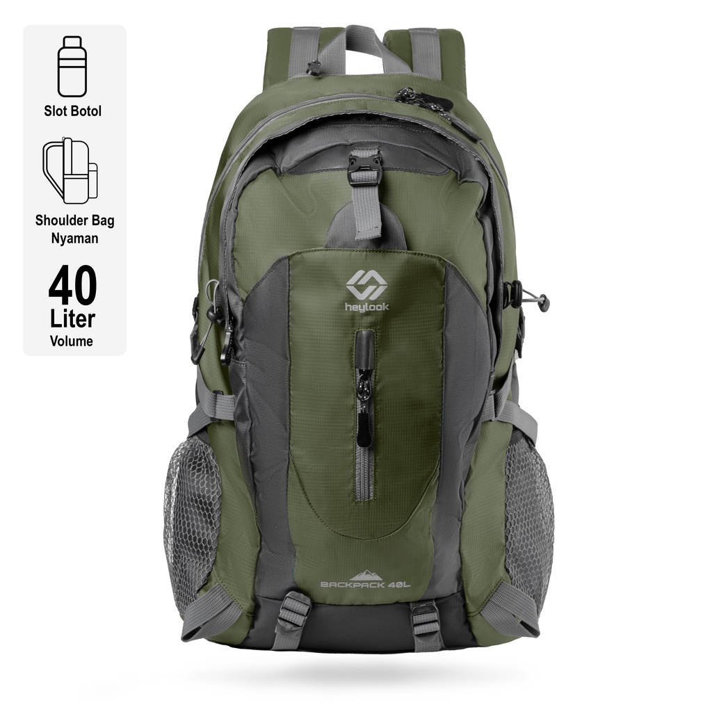 HEYLOOK Project - Tas Ransel Gunung BORNEO Backpack Carrier Hiking Camping Outdoorr 40L Tas Travelling Tas Travel Tas Backpacker Tas Mudik Tas Pulkam Tas Pulang Kampung