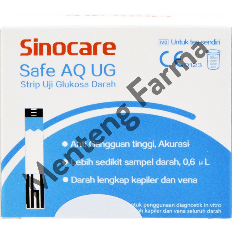 Sinocare Safe AQ UG Strip Uji Gula Darah 50 Pcs - Tes Strip Gula Darah