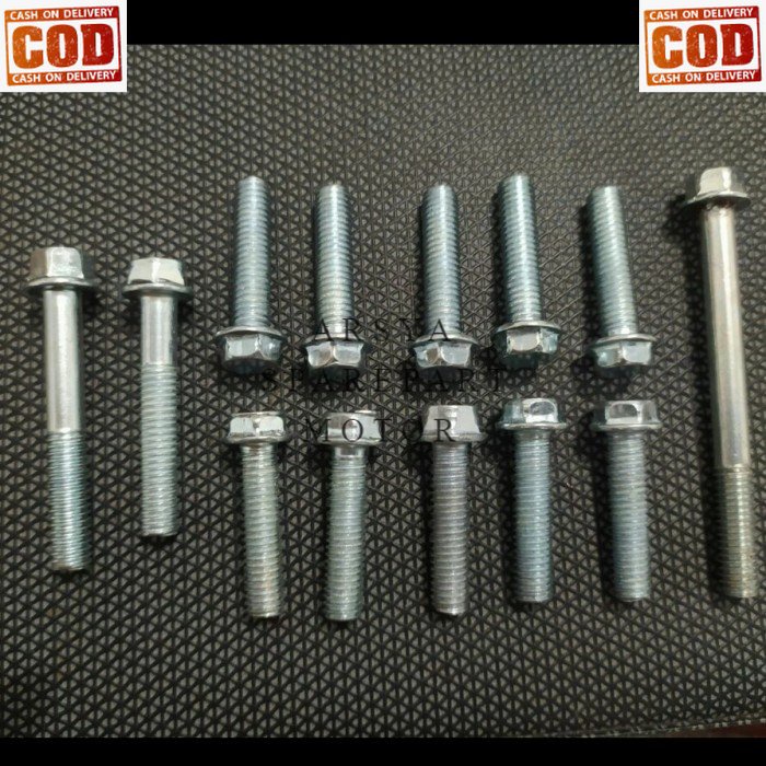 Baut Full Set Cover Tutup Blok Mesin Cvt Yamaha Fino Karbu