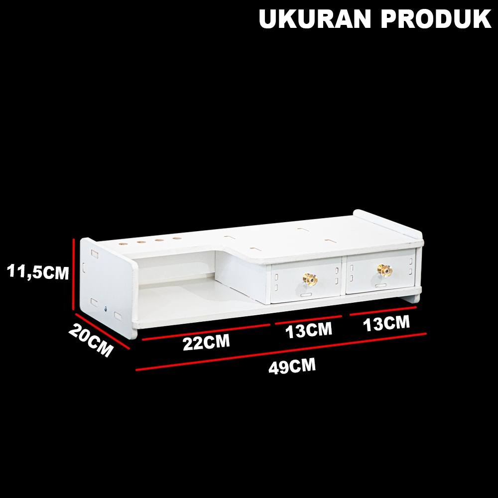 Meja Stand Tatakan Monitor Dengan 2 Laci Penyimpanan MDF - LC070