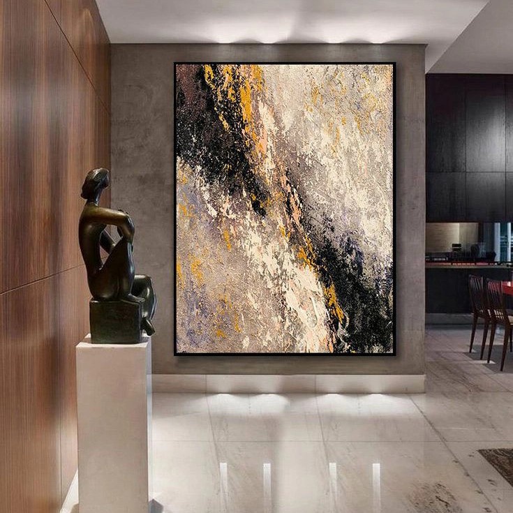 lukisan hitam gold abstrak