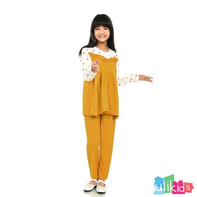 Ulikids Setelan Baju Anak Perempuan Lucu Motif Polkadot