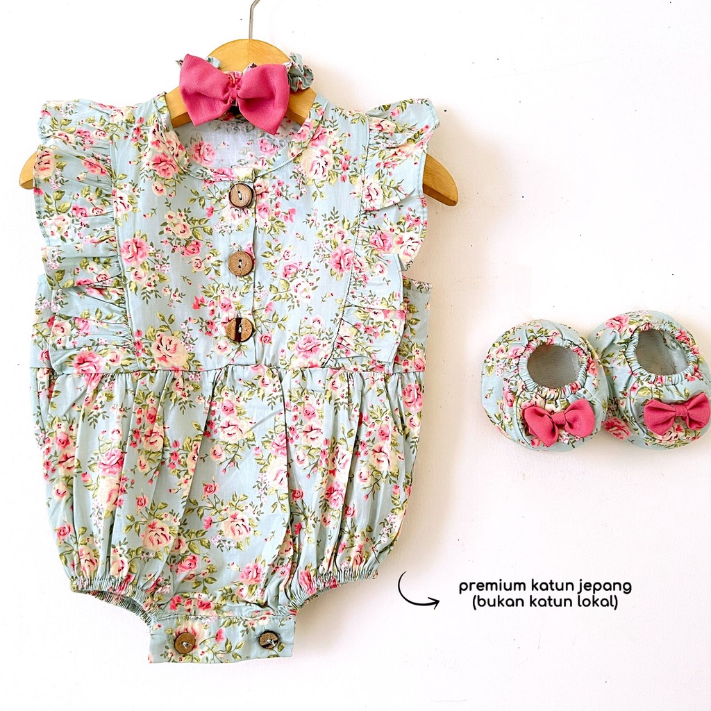 Premium Jumper set Katun Jepang Rosalie babeebabyshop sepatu bandana jalan lucu anak bayi grosir cewek perempuan