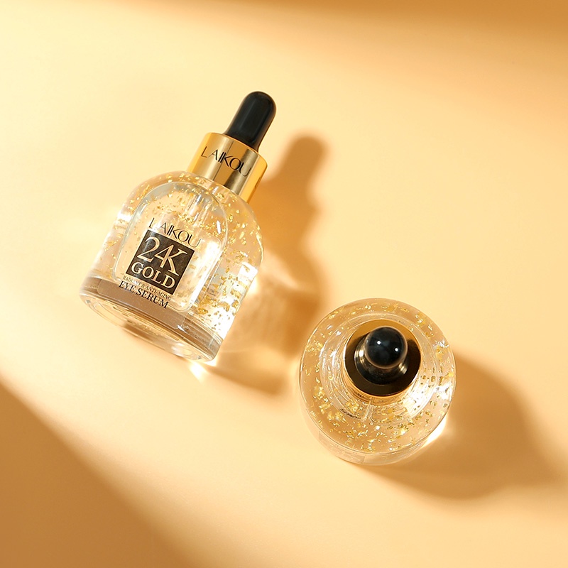 LAIKOU 24K Snail Serum Essence Memudarkan Mata Panda Menghilangkan Kerutan Lingkaran Hitam pada Mata 30ml