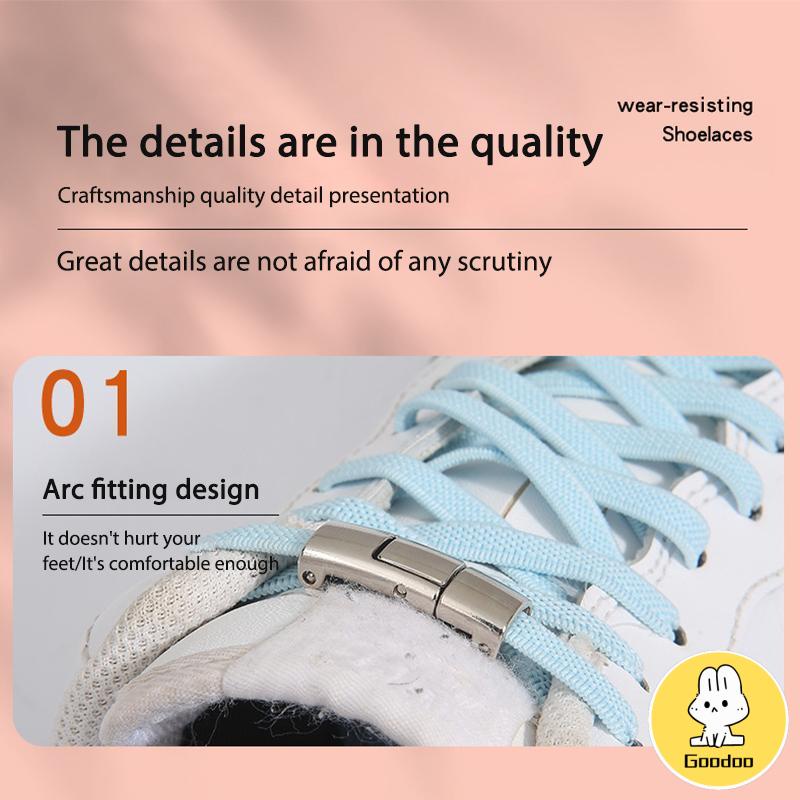 1 Set Tali Sepatu Magnet Simple Shoelace Magnetic Lazy Tali Sepatu Elastis Bulat Karet Praktis -Doo