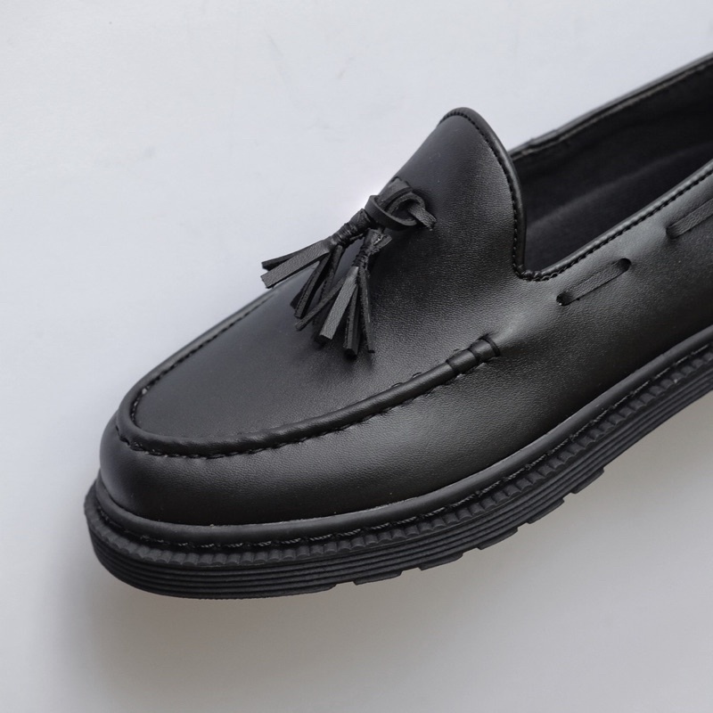 sepatu formal casual pria loris black by oxwalker pantofel kerja kantor