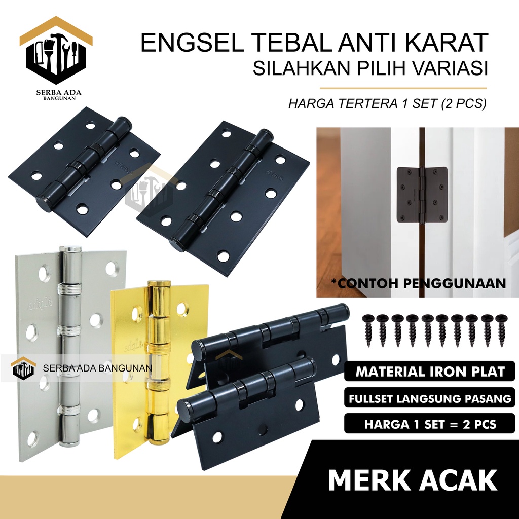 ENGSEL PINTU / JENDELA TEBAL 3 4  5 INCH /BERKUALITAS KUAT EKONOMIS HARGA PER 1 PASANG AWET KUALITAS