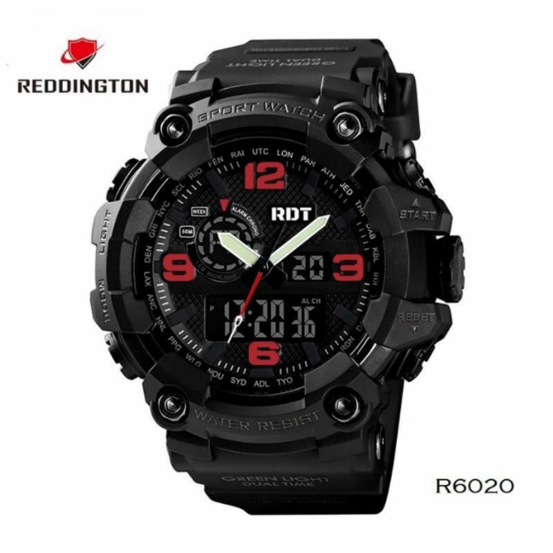 Jam Tangan Rengton 6020 Analog Digital Rubber Dualtime Jam Tangan Original Reddington Pria