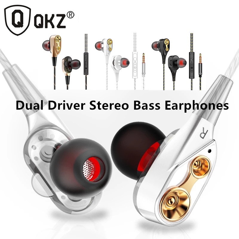 Qkz CK8 Headset Earphone Kabel Dual Driver Stereo Bass Dengan Jack 3.5mm