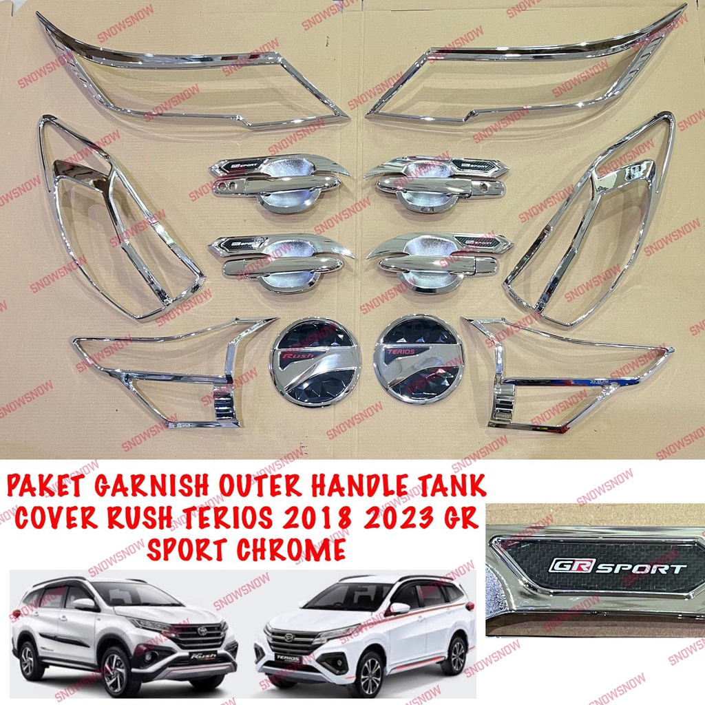 Paket Garnish Depan Belakang Outer Handle Tank Cover Rush Terios 2018 2020 2022 2023 UP GR SPORT Chrome