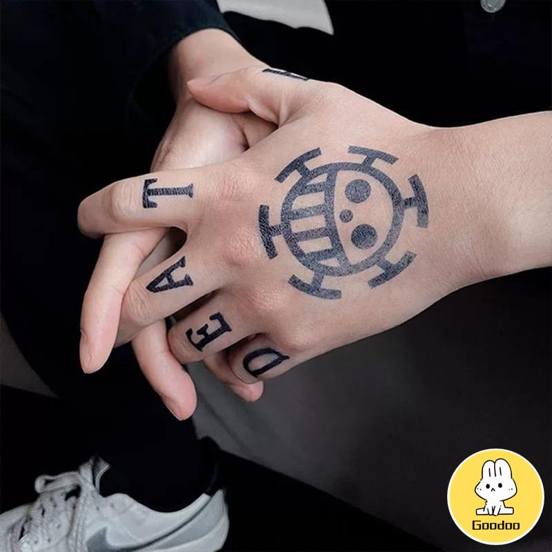 Stiker tato Halal Tato temporary kartun Anime satu potong topi jerami Luffy tahan tahan lama stiker tato -Doo