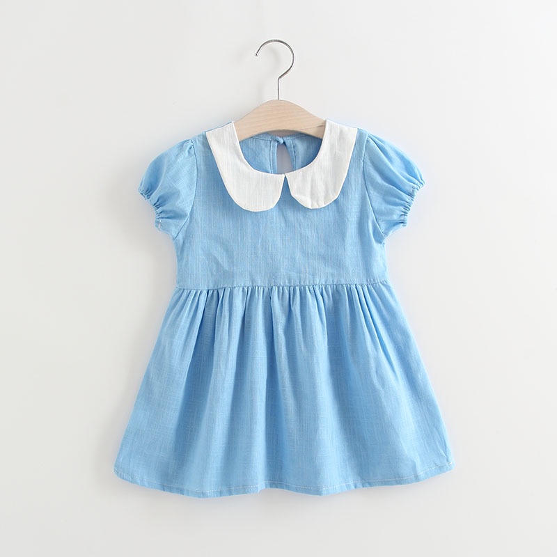 LP23 NEW Dress lengan pendek anak perempuan motif polos kualitas premium