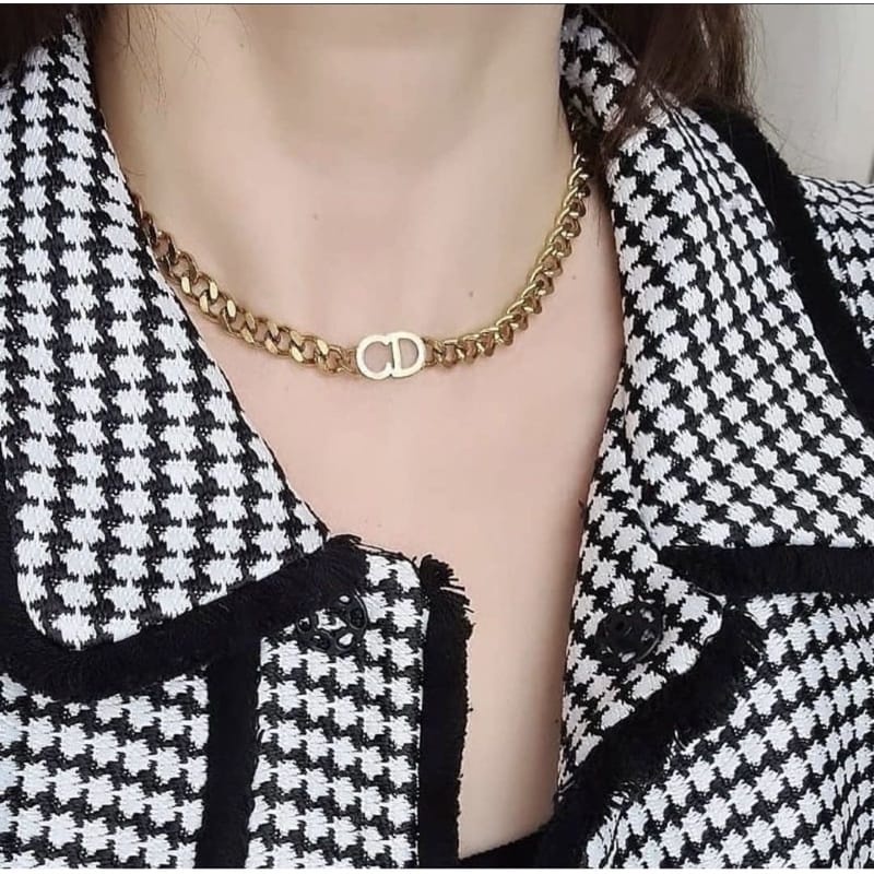 kalung Titanium Wanita CD Sisik Naga Mirip Emas Asli