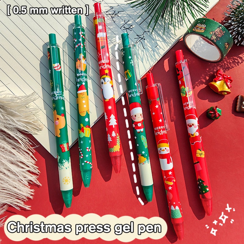 1 Pc Pulpen Tekan Motif Kartun Natal Warna Acak