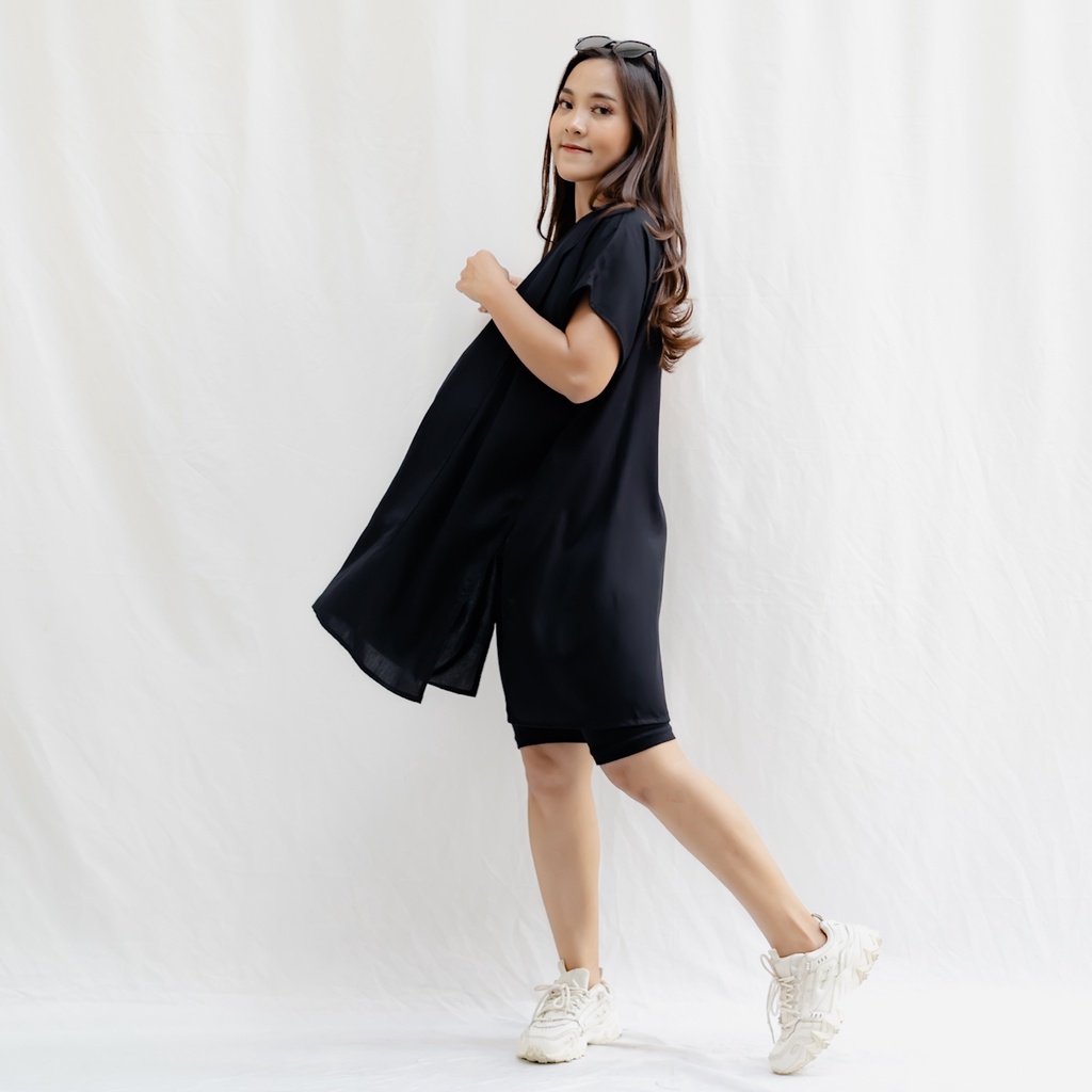 Bajuboo Lily - Tunik Basic Slit Bumil &amp; Busui Friendly Rayon Lengan Pendek