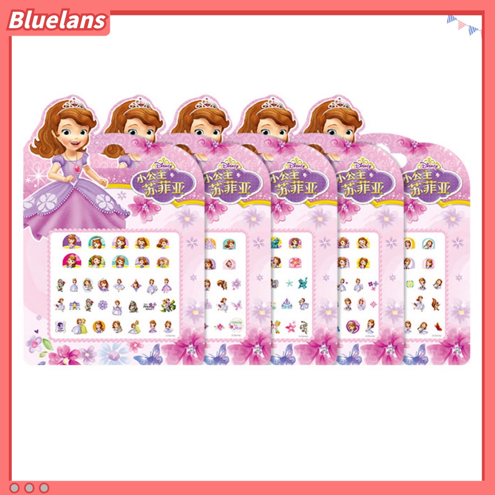 Bluelans 1 Lembar Stiker Kuku Motif Mickey Snow White Elsa Untuk Dekorasi Anak Perempuan