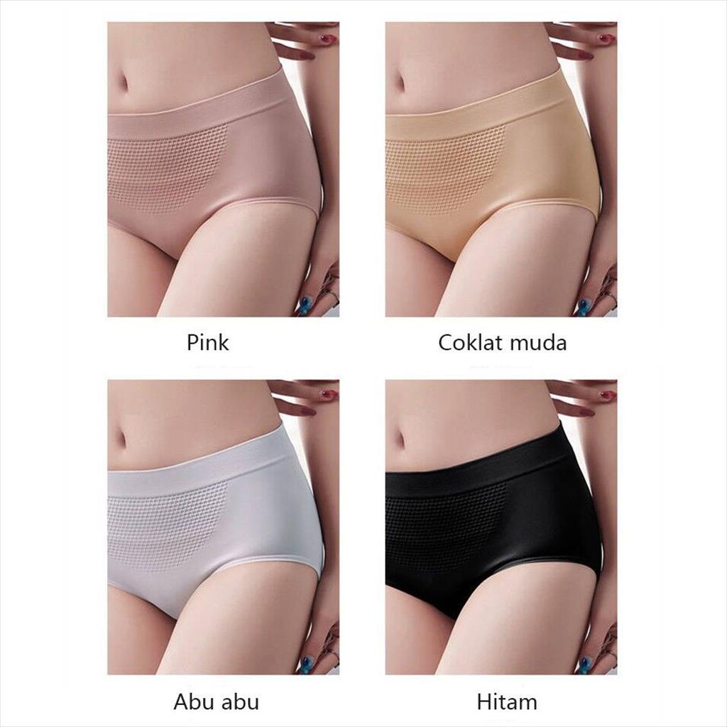 OTS 882 - Celana Dalam Wanita Briefs Elastis Seamless Mid Waist Underware Import Bahan Katun CD Dalaman Wanita Polos Sempak