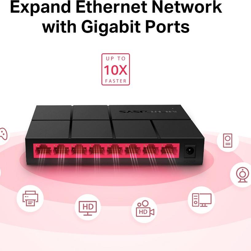 Mercusys MS108G / MS-108G 8-Port 10/100/1000 Mbps Desktop HUB Switch