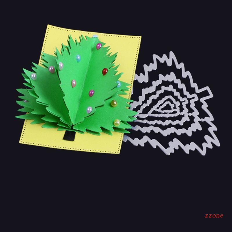 Cetakan Stensil Cutting Dies Motif Pohon Natal Bahan Metal Untuk Scrapbook / Craft Diy