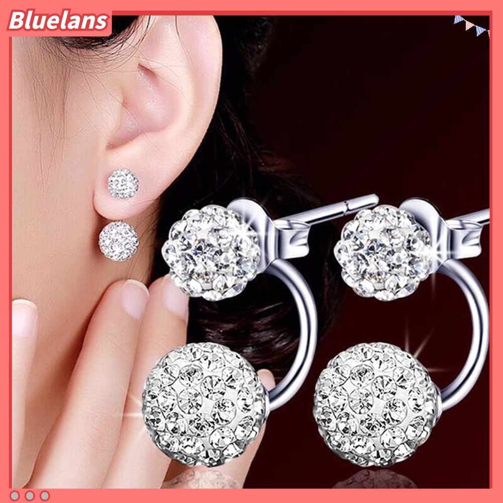 Bluelans Fashion Women Rhinestone Inlaid Ball Shape Pendant Stud Earrings Jewelry Gift