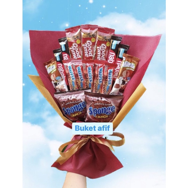 

(S) BUKET SNACK WAFLE GOOD TIME MAROON GOLD/Anniversary/bingkisan Snack Ulang Tahun/Ultah/Wisuda/buket snack/ buket wisuda/ hadiah pacar / hadiah ortu / birthday / hampers