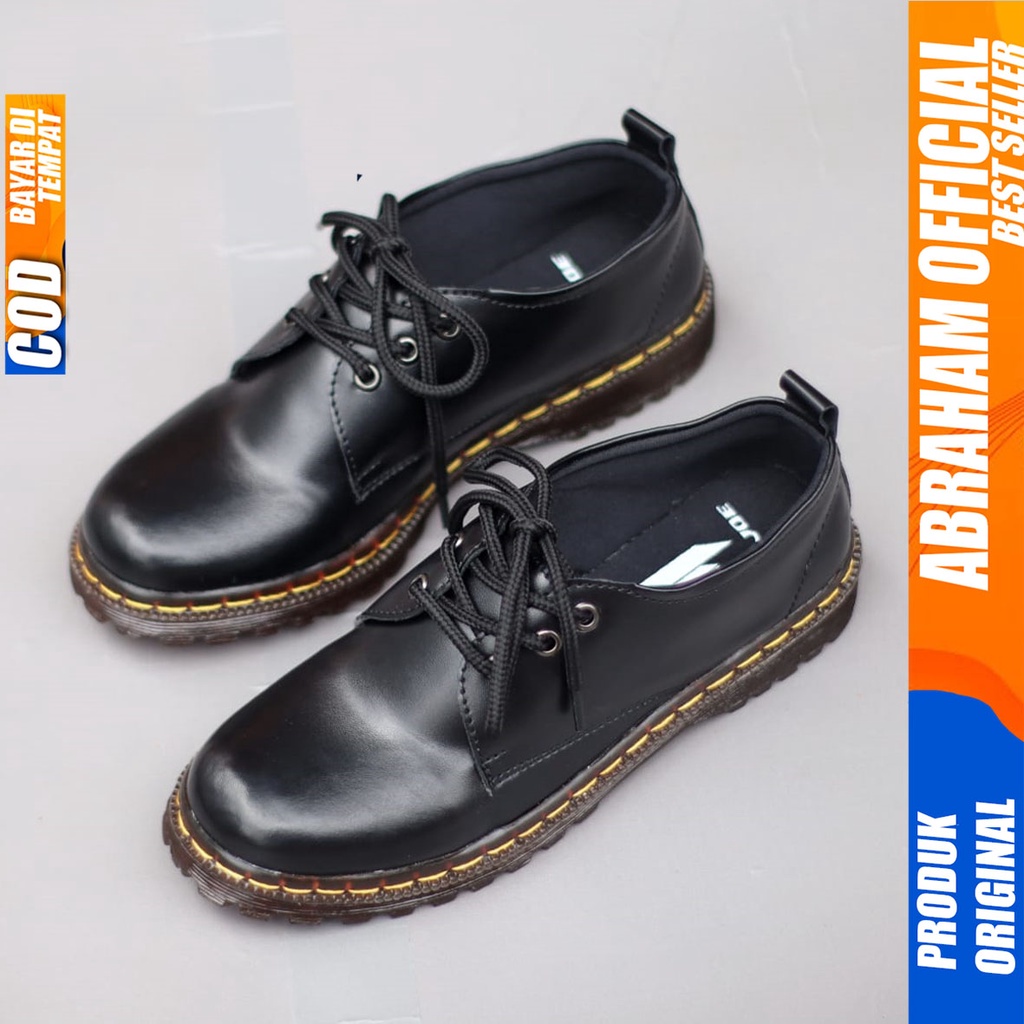 Sepatu Formal Docmart Low Boots Pantofel Hitam Wanita Abraham Jumi