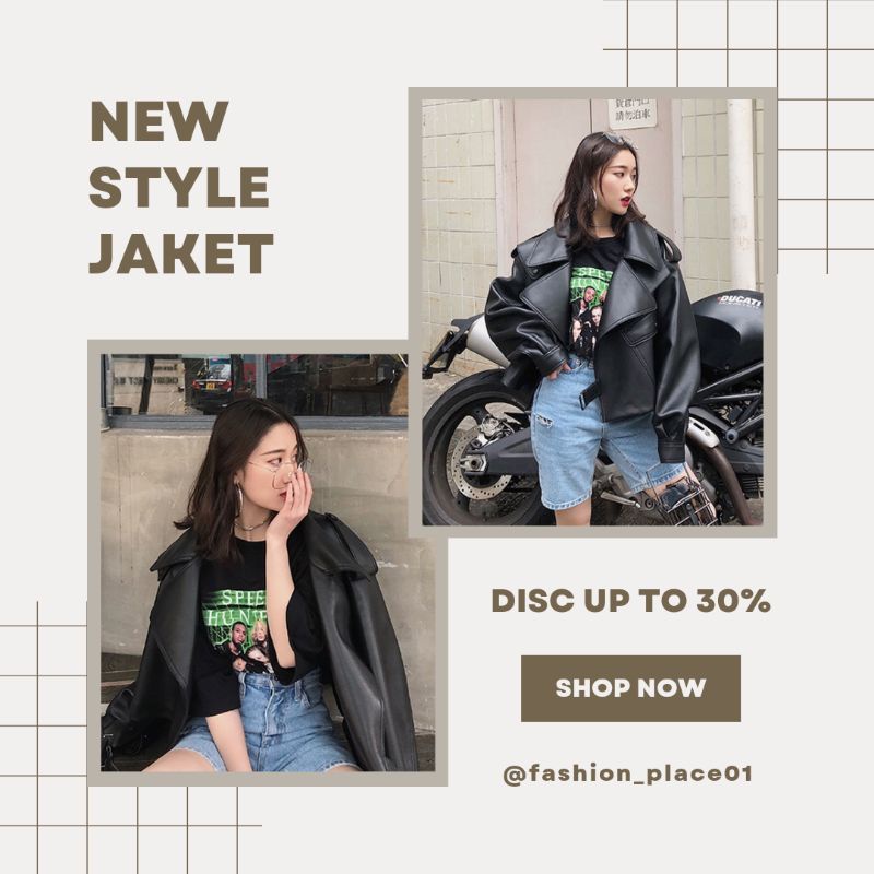 JAKET KULIT BLAZER WANITA OVERSIZE