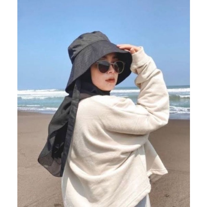 Topi wide bucket hat wanita tali korean style fashion