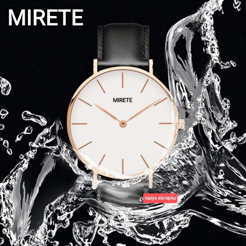 JAM TANGAN PRIA MIRETE ORIGINAL TALI KULIT TAHAN AIR