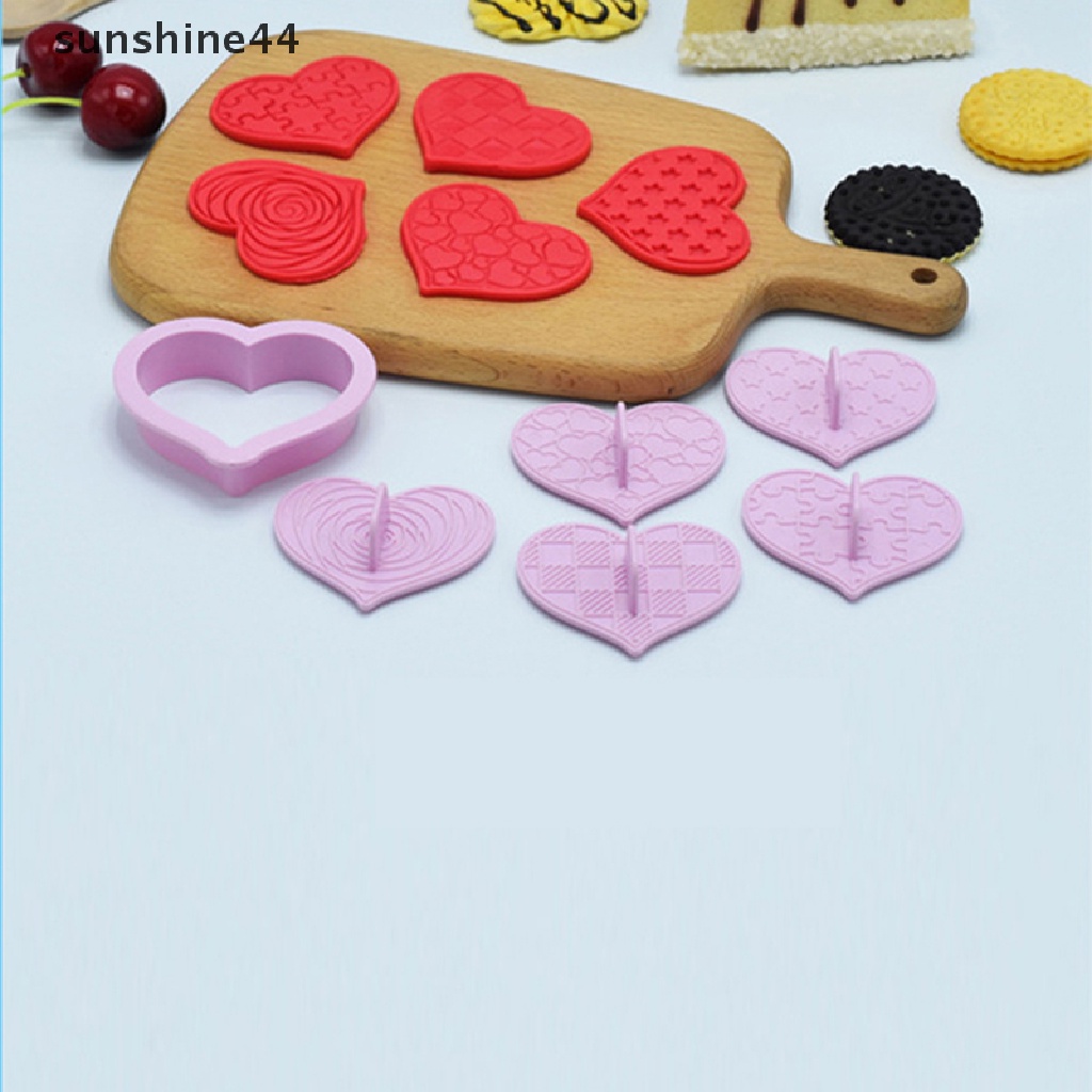 Sunshine Valene 's Day Cetakan Pemotong Biskuit / Cookies DIY Bentuk Hati